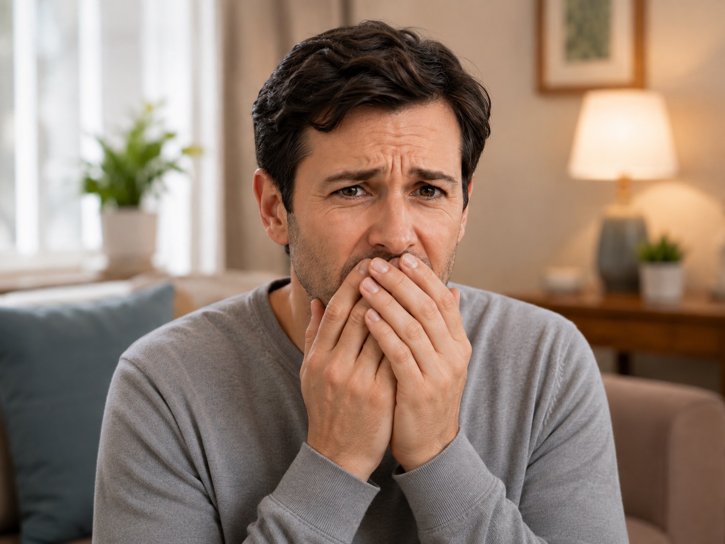 Man holding his jaw with a cracked tooth — same-day emergency dental care